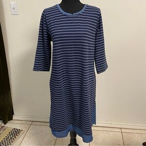 J. Jill Dress Women’s Size Medium Navy Blue Stripe Shift Dress